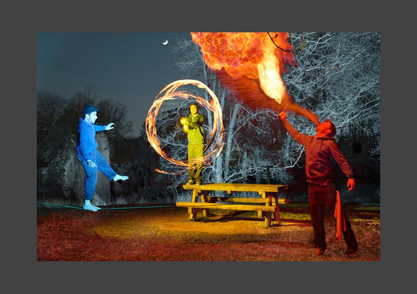 Bressuire, Slackline, bollas et cracheur de feu.